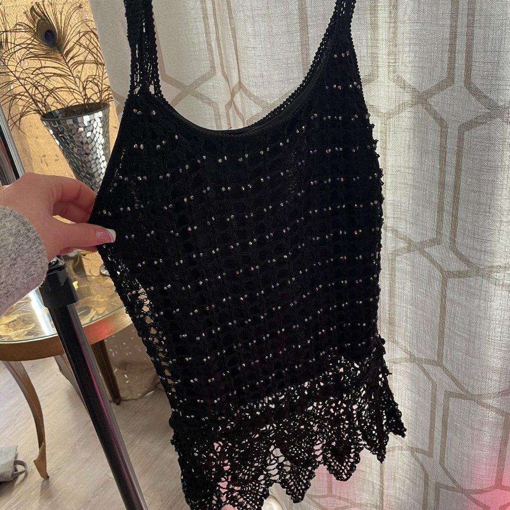 shirt with beads and lace bottom